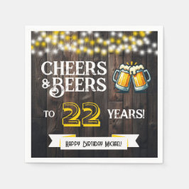 Cheers and Beers to 22 Years Rustic Birthday スタンダードカクテルナプキン