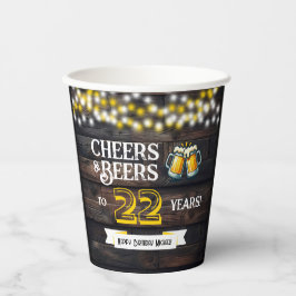 Cheers and Beers to 22 Years Rustic Birthday 紙コップ