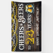 Cheers and Beers to 24 Years Birthday Party Banner 横断幕 (縦)