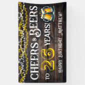 Cheers and Beers to 26 Years Birthday Party Banner 横断幕 (縦)