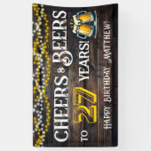 Cheers and Beers to 27 Years Birthday Party Banner 横断幕 (縦)