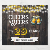 Cheers and Beers to 29 Years Rustic Birthday ビールラベル (シングルラベル)