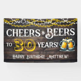 Cheers and Beers to 30 Years Birthday Party Banner 横断幕