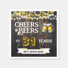 Cheers and Beers to 31 Years Rustic Birthday Party スタンダードカクテルナプキン
