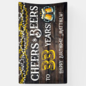 Cheers and Beers to 33 Years Birthday Party Banner 横断幕 (縦)