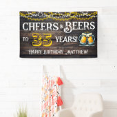 Cheers and Beers to 35 Years Birthday Party Banner 横断幕 (インサイチュ)
