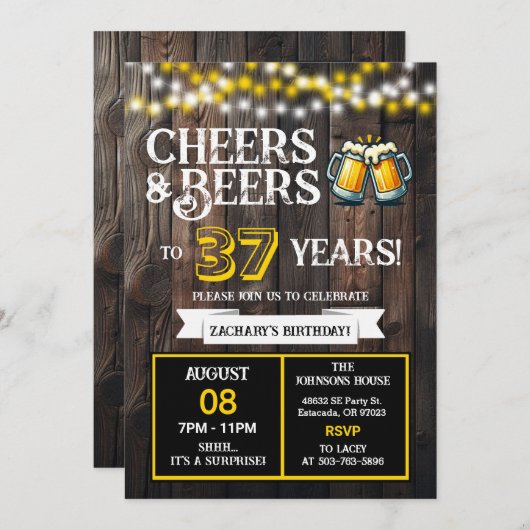 Cheers and Beers to 37 Years Surprise Backyard 招待状 (正面/裏面)