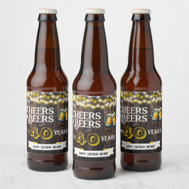 Cheers and Beers to 40 Years Rustic Birthday ビールラベル