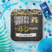 Cheers and Beers to 40 Years Rustic Birthday ペーパープレート (パーティー)