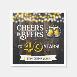 Cheers and Beers to 40 Years Rustic Birthday Party スタンダードカクテルナプキン