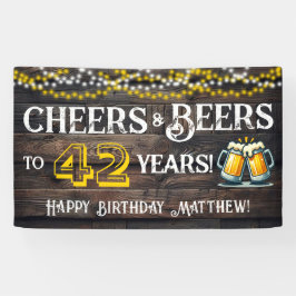 Cheers and Beers to 42 Years Birthday Party Banner 横断幕