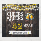 Cheers and Beers to 42 Years Rustic Birthday ビールラベル (シングルラベル)