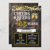 Cheers and Beers to 45 Years Backyard BBQ Birthday 招待状 (正面/裏面)