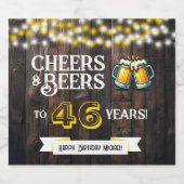 Cheers and Beers to 46 Years Rustic Birthday ビールラベル (シングルラベル)
