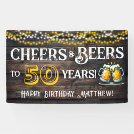 Cheers and Beers to 50 Years Birthday Party Banner 横断幕