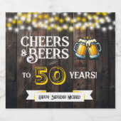 Cheers and Beers to 50 Years Rustic Birthday ビールラベル (シングルラベル)