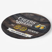 Cheers and Beers to 50 Years Rustic Birthday ペーパープレート (アングル)