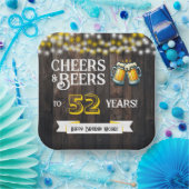 Cheers and Beers to 52 Years Rustic Birthday ペーパープレート (パーティー)