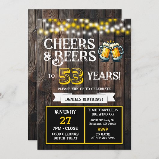 Cheers and Beers to 53 Years Brewery Birthday 招待状 (正面/裏面)