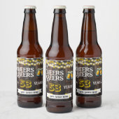 Cheers and Beers to 53 Years Rustic Birthday ビールラベル (ボトル)