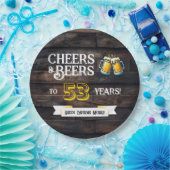Cheers and Beers to 53 Years Rustic Birthday ペーパープレート (パーティー)