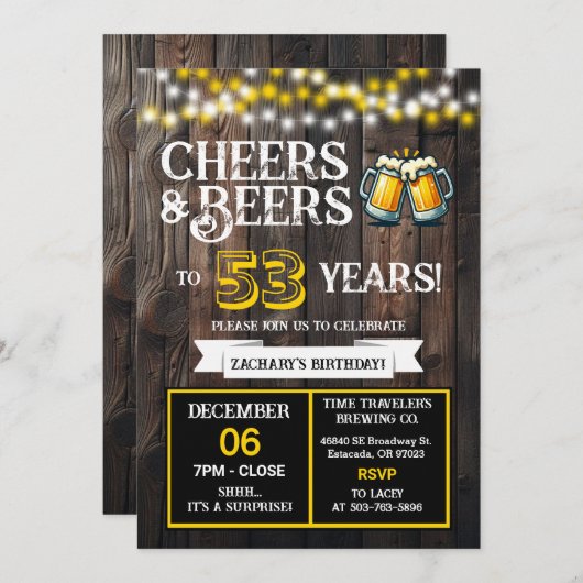 Cheers and Beers to 53 Years Surprise Brewery 招待状 (正面/裏面)