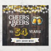 Cheers and Beers to 54 Years Rustic Birthday ビールラベル (シングルラベル)