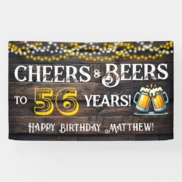 Cheers and Beers to 56 Years Birthday Party Banner 横断幕