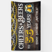 Cheers and Beers to 56 Years Birthday Party Banner 横断幕 (縦)