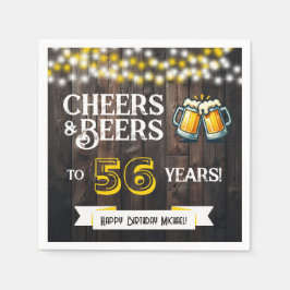 Cheers and Beers to 56 Years Rustic Birthday Party スタンダードカクテルナプキン
