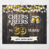 Cheers and Beers to 59 Years Rustic Birthday ビールラベル (シングルラベル)