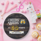 Cheers and Beers to 60 Years Rustic Birthday ペーパープレート (パーティー)