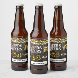 Cheers and Beers to 64 Years Rustic Birthday ビールラベル