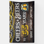 Cheers and Beers to 65 Years Birthday Party Banner 横断幕 (縦)