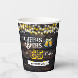 Cheers and Beers to 65 Years Rustic Birthday 紙コップ