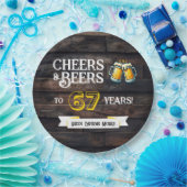 Cheers and Beers to 67 Years Rustic Birthday ペーパープレート (パーティー)