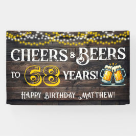 Cheers and Beers to 68 Years Birthday Party Banner 横断幕