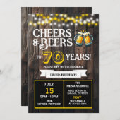 Cheers and Beers to 70 Years Backyard BBQ Birthday 招待状 (正面/裏面)