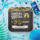Cheers and Beers to 70 Years Rustic Birthday ペーパープレート (パーティー)