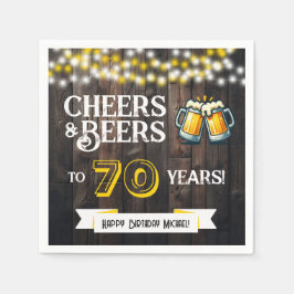 Cheers and Beers to 70 Years Rustic Birthday Party スタンダードカクテルナプキン