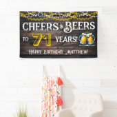 Cheers and Beers to 71 Years Birthday Party Banner 横断幕 (インサイチュ)