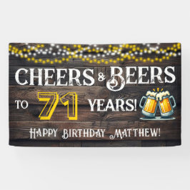 Cheers and Beers to 71 Years Birthday Party Banner 横断幕
