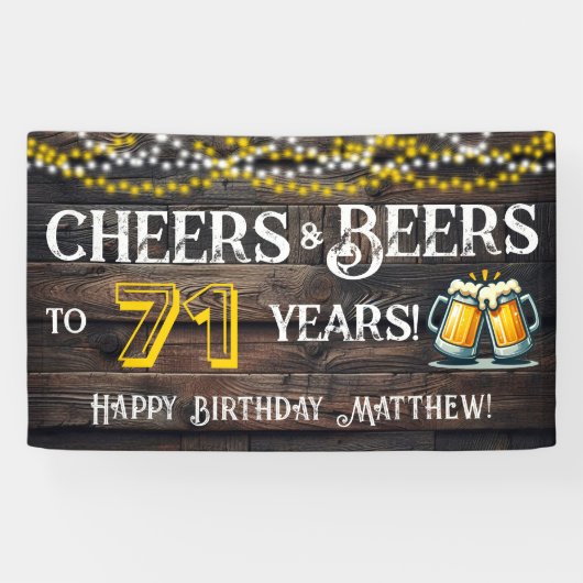 Cheers and Beers to 71 Years Birthday Party Banner 横断幕 (横)
