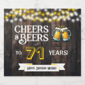Cheers and Beers to 71 Years Rustic Birthday ビールラベル (シングルラベル)