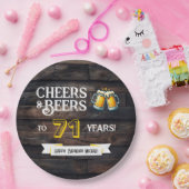 Cheers and Beers to 71 Years Rustic Birthday ペーパープレート (パーティー)