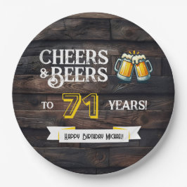 Cheers and Beers to 71 Years Rustic Birthday ペーパープレート