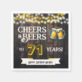 Cheers and Beers to 71 Years Rustic Birthday Party スタンダードカクテルナプキン