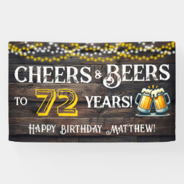 Cheers and Beers to 72 Years Birthday Party Banner 横断幕