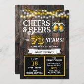 Cheers and Beers to 73 Years Backyard BBQ Birthday 招待状 (正面/裏面)