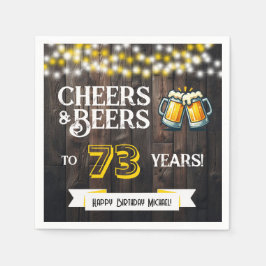 Cheers and Beers to 73 Years Rustic Birthday Party スタンダードカクテルナプキン